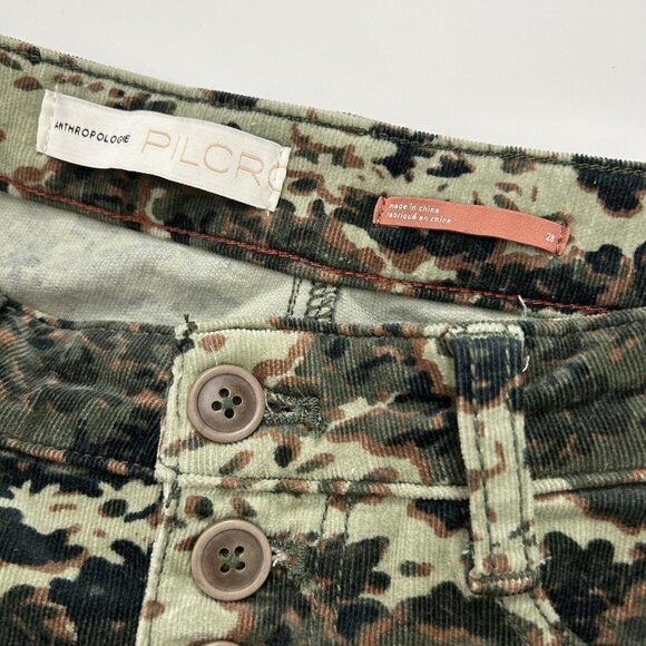 Anthropologie Pilcro High Rise Skinny Corduroy Pants Womens Size 28 Ankle Camo - Picture 9 of 11